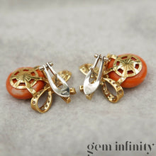 Charger l'image dans la galerie, Boucles d'oreilles or, diamants et corail
