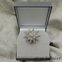Upload image to gallery, 19th century star brooch silver on rose gold set with diamonds