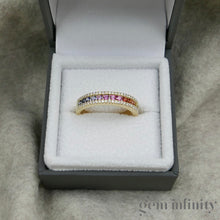 Upload image to gallery, Rainbow ring 750 gold, colored sapphires and diamonds