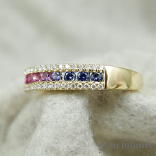 Upload image to gallery, Rainbow ring 750 gold, colored sapphires and diamonds