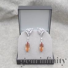 Upload image to gallery, White gold impressive pair of earrings, imperial topazes and diamonds