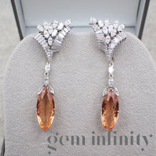 Upload image to gallery, White gold impressive pair of earrings, imperial topazes and diamonds