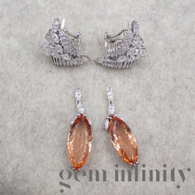 Upload image to gallery, White gold impressive pair of earrings, imperial topazes and diamonds