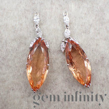 Upload image to gallery, White gold impressive pair of earrings, imperial topazes and diamonds