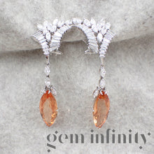 Upload image to gallery, White gold impressive pair of earrings, imperial topazes and diamonds