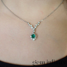 Upload image to gallery, White gold emerald and diamond necklace
