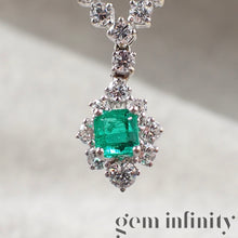 Upload image to gallery, White gold emerald and diamond necklace