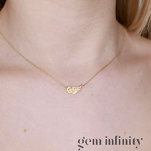 Upload image to gallery, Yellow gold angel wing necklace set with diamonds