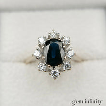 Upload image to gallery, White gold sapphire and diamond flower ring