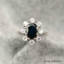 Upload image to gallery, White gold sapphire and diamond flower ring
