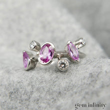 Upload image to gallery, CARTIER Méli Mélo, platinum ring, diamonds and pink sapphires
