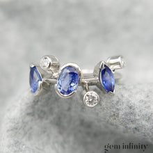 Upload image to gallery, CARTIER Méli Mélo, platinum ring, diamonds and tranzanites