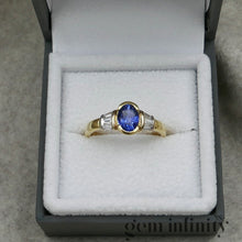 Upload image to gallery, Sapphire and diamond 750 gold ring
