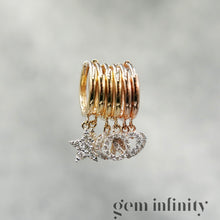 Charger l'image dans la galerie, Boucles d'oreilles créoles or jaune et gris coeurs diamants