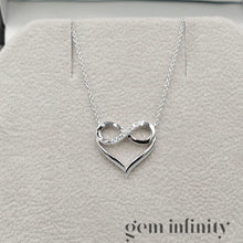 Upload image to gallery, White gold 'infinite love' necklace set with diamonds