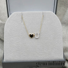 Upload image to gallery, Yellow and white gold 'Love U' necklace set with diamonds