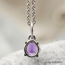 Upload image to gallery, White gold amethyst drop pendant and it's chain