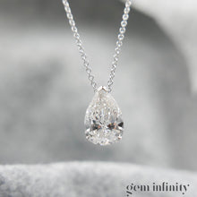 Upload image to gallery, White gold necklace, large pear shape diamond 2.86 ct