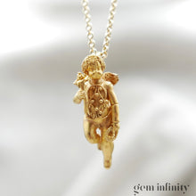 Upload image to gallery, 18th century gold angel pendant on chain