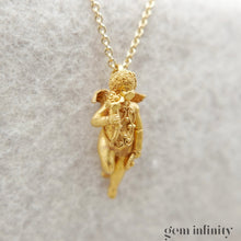 Upload image to gallery, 18th century gold angel pendant on chain