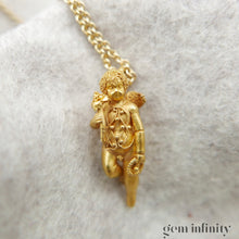 Upload image to gallery, 18th century gold angel pendant on chain