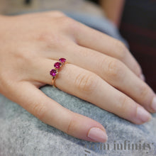 Upload image to gallery, Pink gold and ruby ring