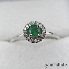Upload image to gallery, White gold emerald and diamond ring