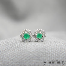 Charger l'image dans la galerie, Boucles d'oreilles or gris émeraudes et diamants