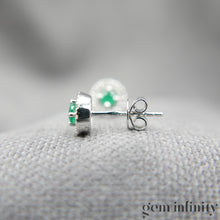 Charger l'image dans la galerie, Boucles d'oreilles or gris émeraudes et diamants