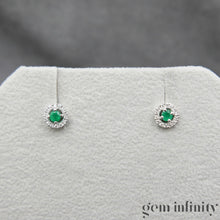 Charger l'image dans la galerie, Boucles d'oreilles or gris émeraudes et diamants