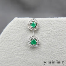 Charger l'image dans la galerie, Boucles d'oreilles or gris émeraudes et diamants