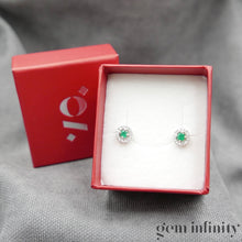 Charger l'image dans la galerie, Boucles d'oreilles or gris émeraudes et diamants