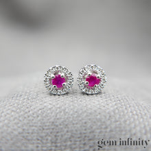 Charger l'image dans la galerie, Boucles d'oreilles or gris rubis et diamants