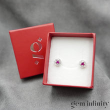 Charger l'image dans la galerie, Boucles d'oreilles or gris rubis et diamants