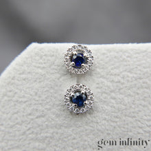 Charger l'image dans la galerie, Boucles d'oreilles or gris saphirs et diamants