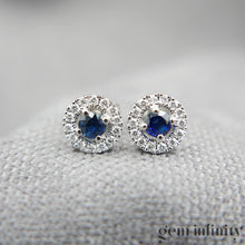 Charger l'image dans la galerie, Boucles d'oreilles or gris saphirs et diamants