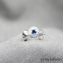 Charger l'image dans la galerie, Boucles d'oreilles or gris saphirs et diamants