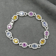 Charger l'image dans la galerie, Bracelet or gris, saphirs de couleurs et diamants