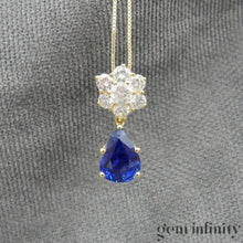 Upload image to gallery, Sapphire drop and diamond gold necklace