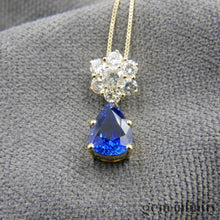 Upload image to gallery, Sapphire drop and diamond gold necklace