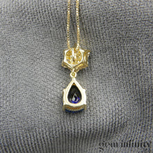 Upload image to gallery, Sapphire drop and diamond gold necklace