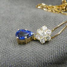 Upload image to gallery, Sapphire drop and diamond gold necklace