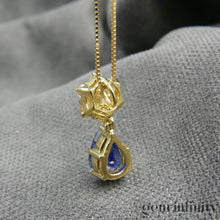 Upload image to gallery, Sapphire drop and diamond gold necklace