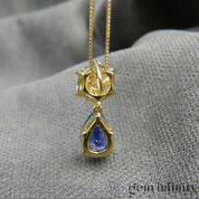 Upload image to gallery, Sapphire drop and diamond gold necklace