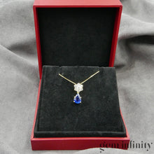 Upload image to gallery, Sapphire drop and diamond gold necklace