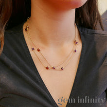 Upload image to gallery, Necklace two rows pink gold tourmalines and amethysts