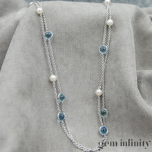 Upload image to gallery, White gold, topaz and pearl necklace