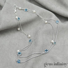 Upload image to gallery, White gold, topaz and pearl necklace