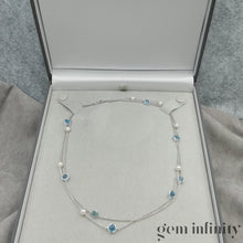 Upload image to gallery, White gold, topaz and pearl necklace