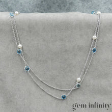 Upload image to gallery, White gold, topaz and pearl necklace
